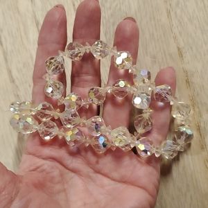 Crystal clear Aurora Borealis beads vintage necklace video wedding bridesmaids